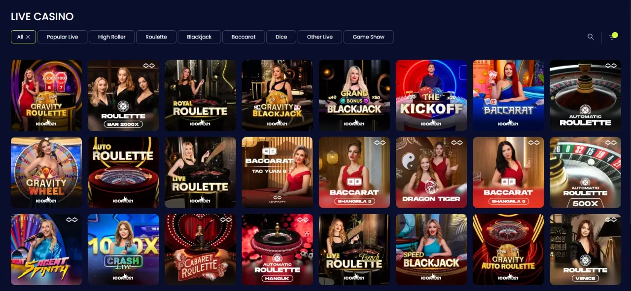 Live casino met echte dealer aan roulette- en blackjacktafel bij BoomsBet